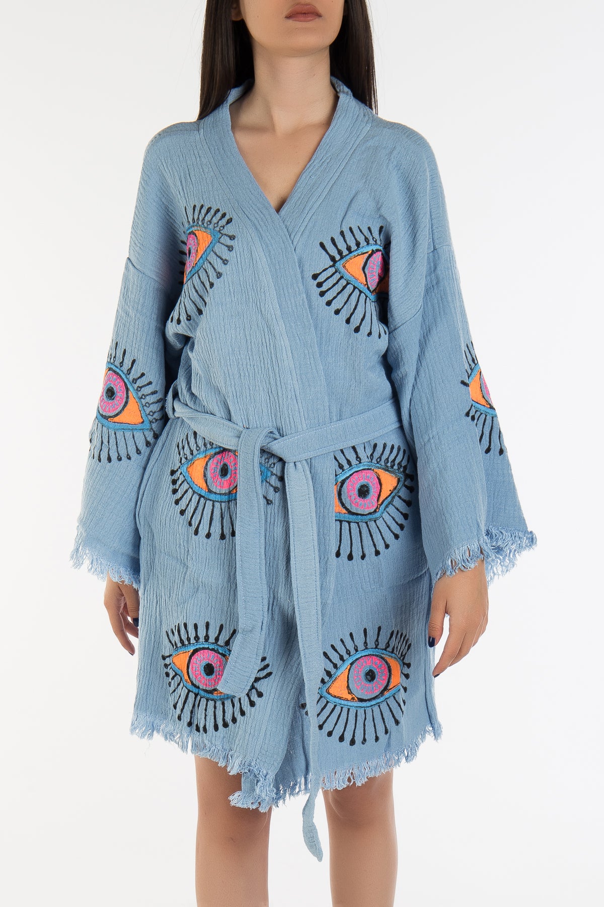 Cordelia - Blue Handmade Short Kimono