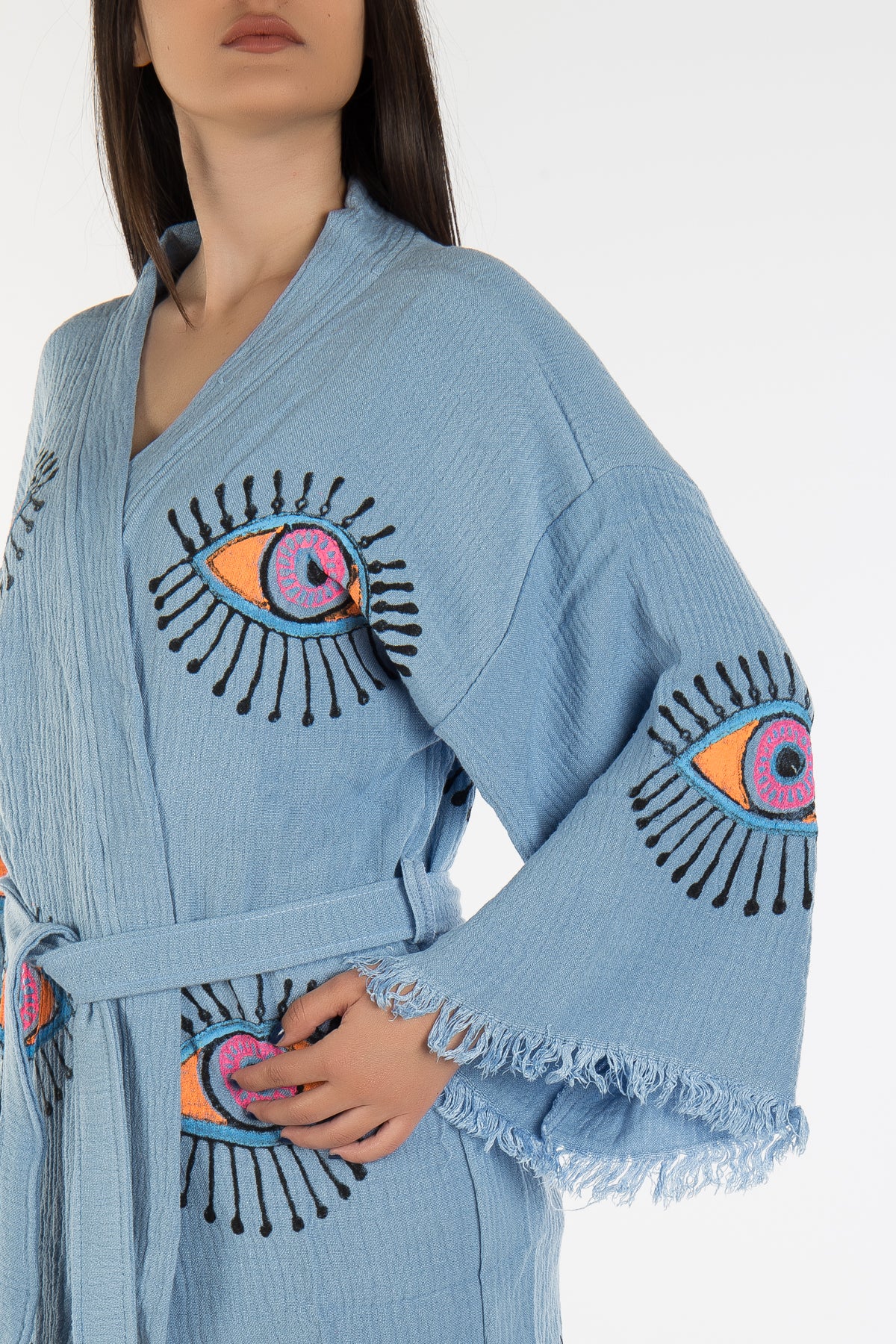 Cordelia - Blue Handmade Short Kimono