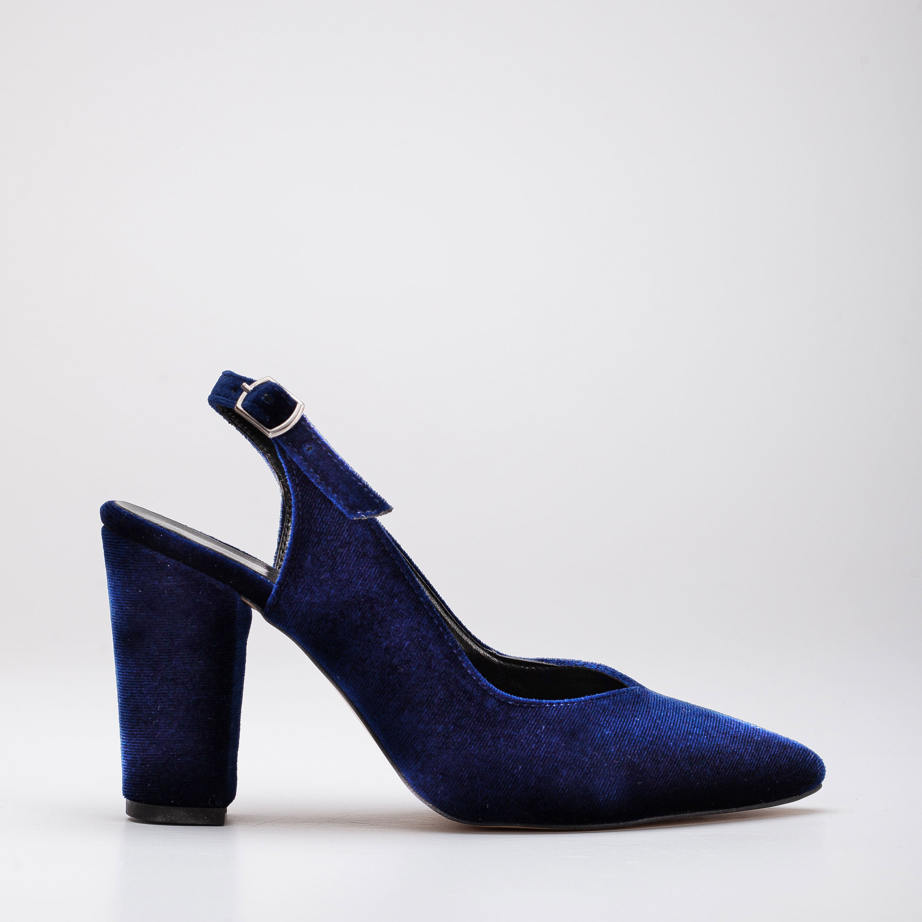 Blue Velvet Shoes, Blue Slingback Shoes, Wedding Shoes, Blue Velvet Heels, Dark Blue Heels, Blue Block Heels, Something Blue, Blue Heels