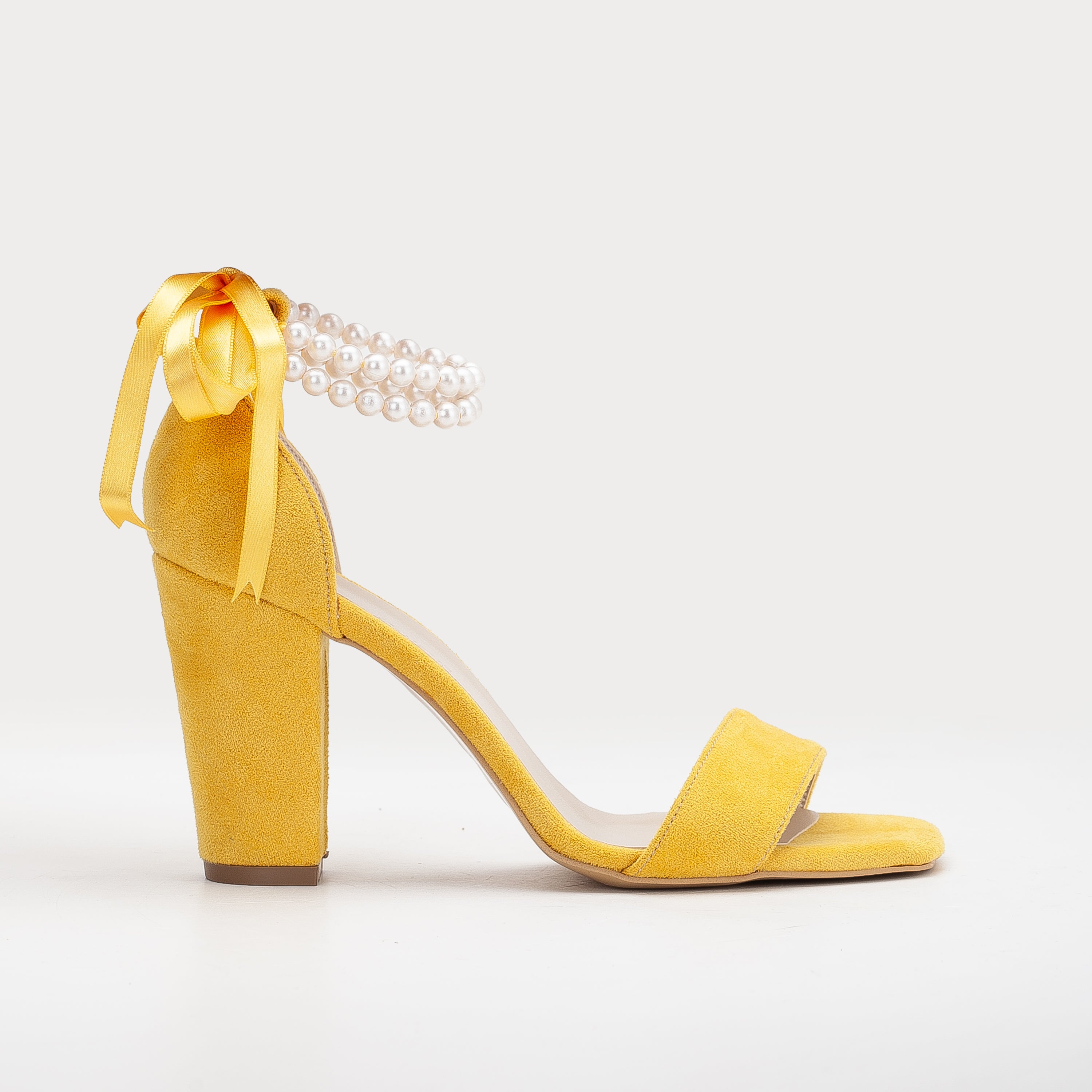 Melissa - Mustard Yellow Sandals with Pearls