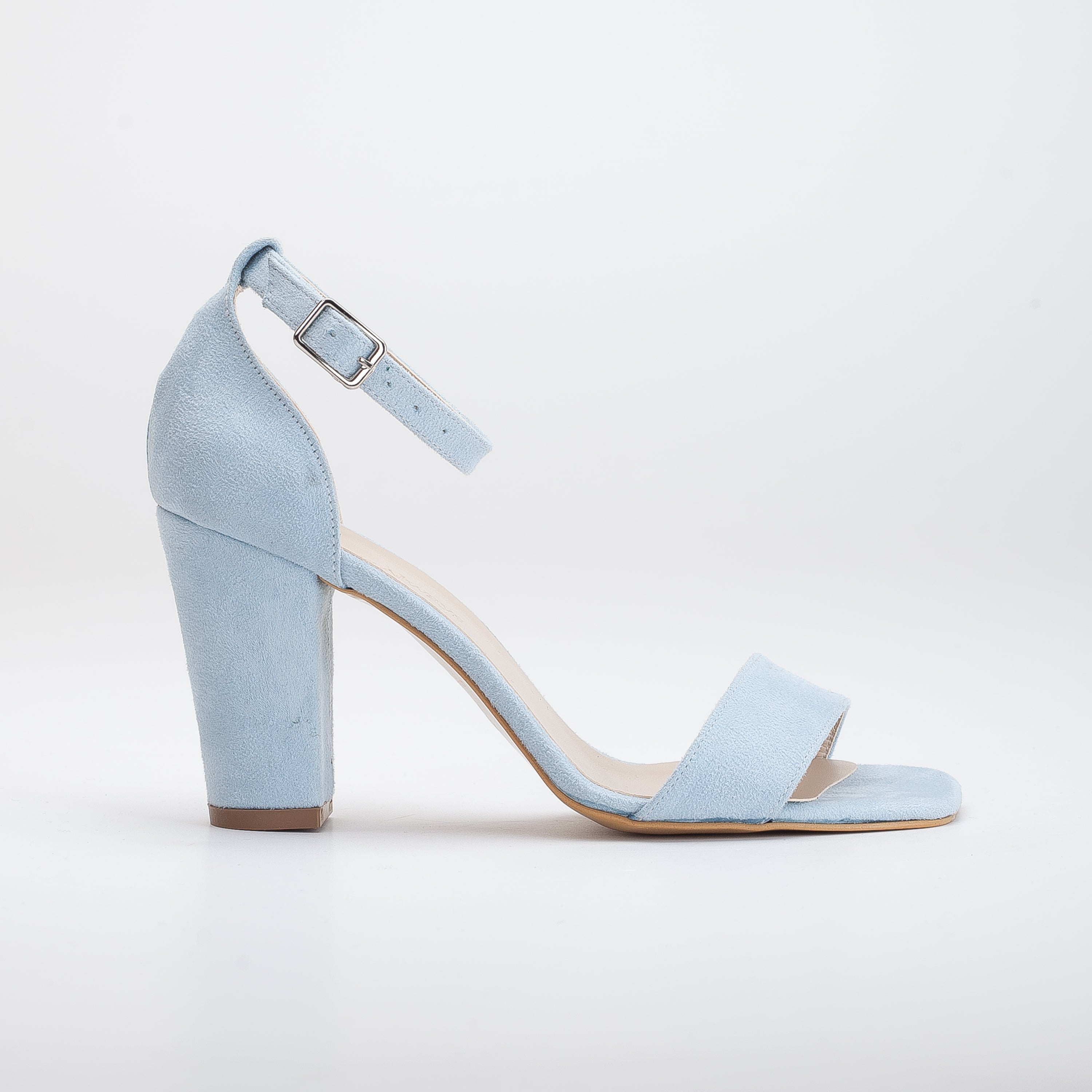 Melissa - Blue Suede Sandals with Pearls