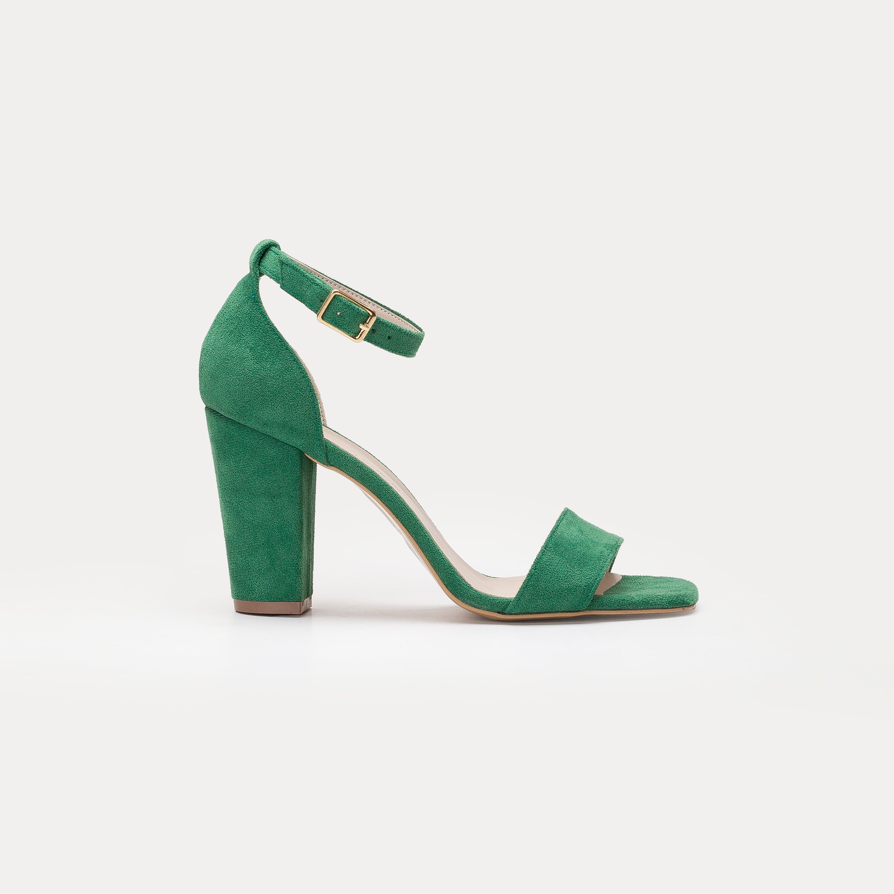 Melissa - Green Suede Sandals with Pearls