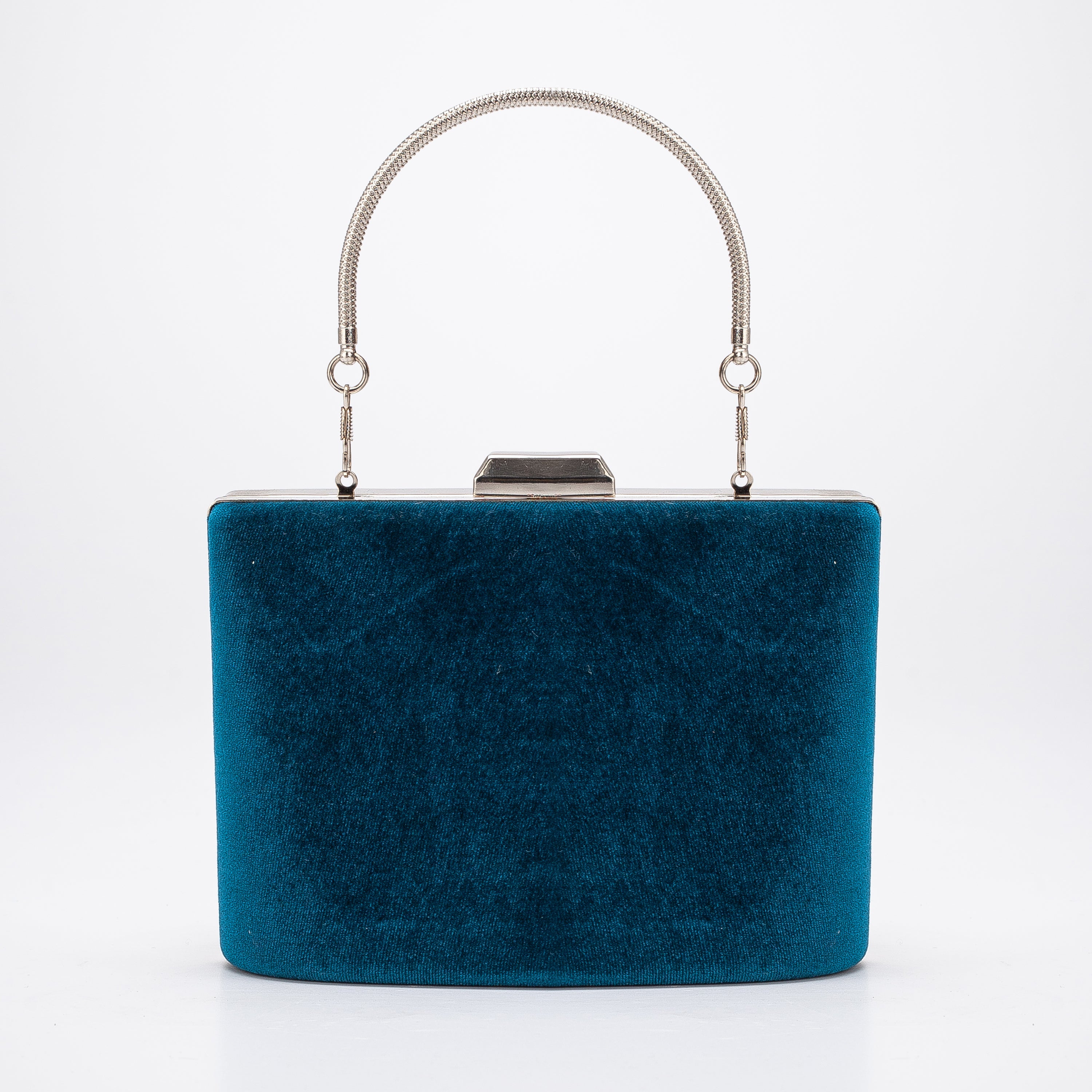 Alba - Teal Blue Velvet Clutch