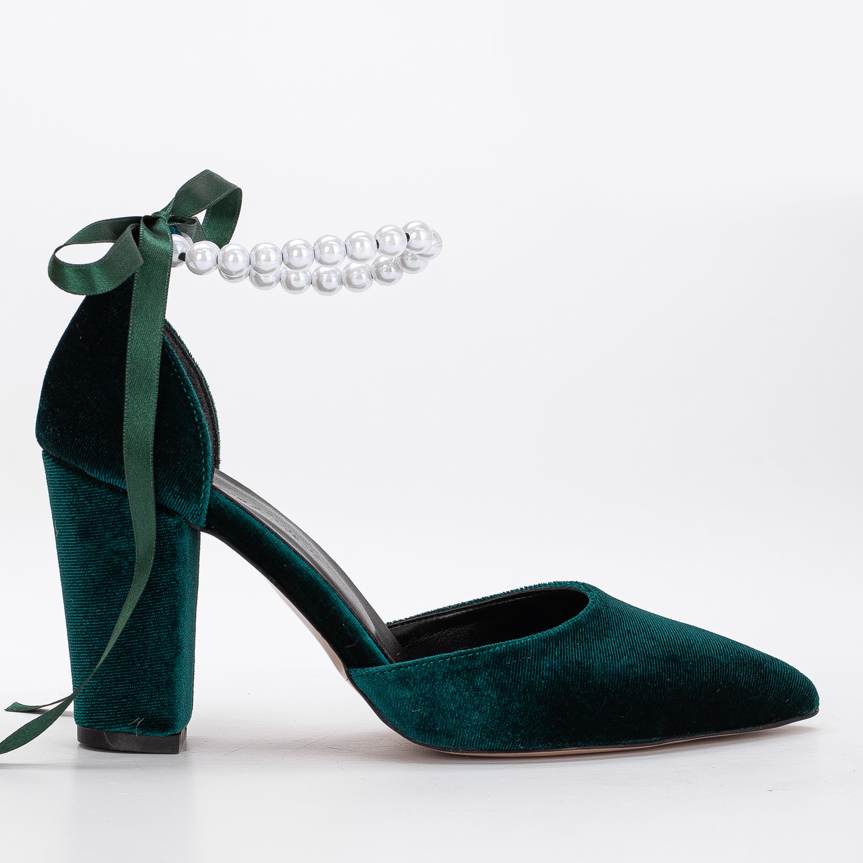 Green velvet heels, Short green heels, Velvet fabric heels, Green velvet footwear, Low heel green velvet shoe, Green velvet pump, Green velvet sandal, Velvet fabric footwear, Green velvet bridal shoe, Green velvet bridesmaid heel