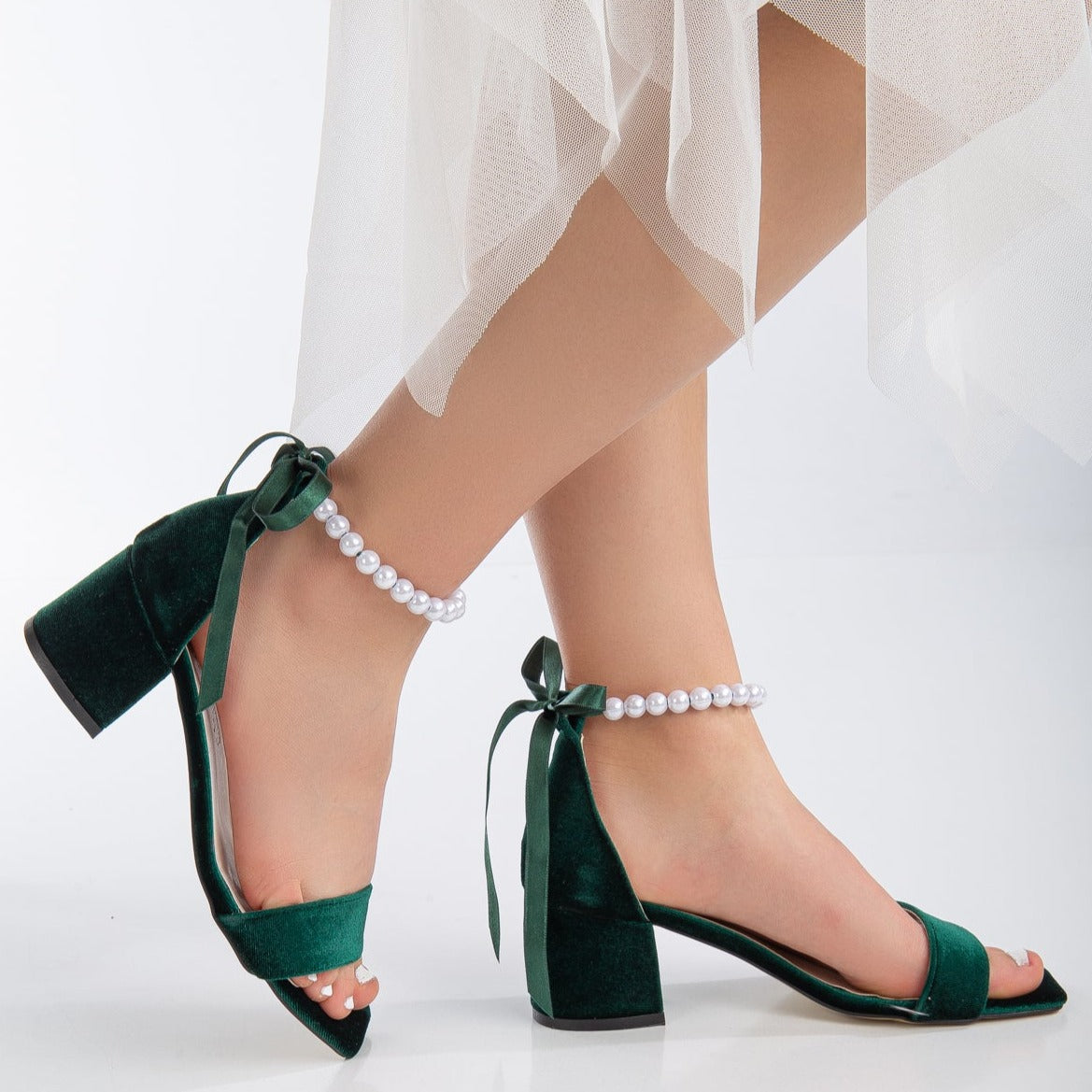 Green velvet heels, Short green heels, Velvet fabric heels, Green velvet footwear, Low heel green velvet shoe, Green velvet pump, Green velvet sandal, Velvet fabric footwear, Green velvet bridal shoe, Green velvet bridesmaid heel