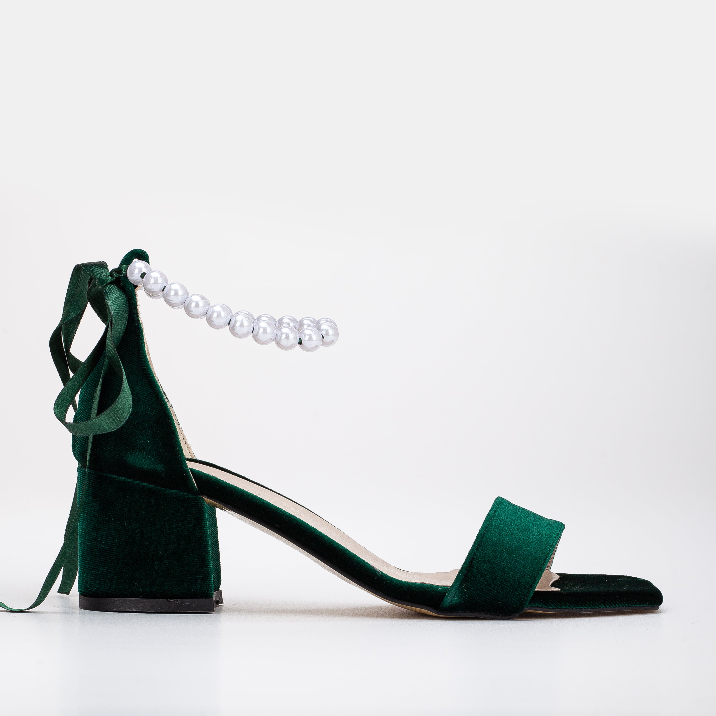 Green velvet heels, Short green heels, Velvet fabric heels, Green velvet footwear, Low heel green velvet shoe, Green velvet pump, Green velvet sandal, Velvet fabric footwear, Green velvet bridal shoe, Green velvet bridesmaid heel