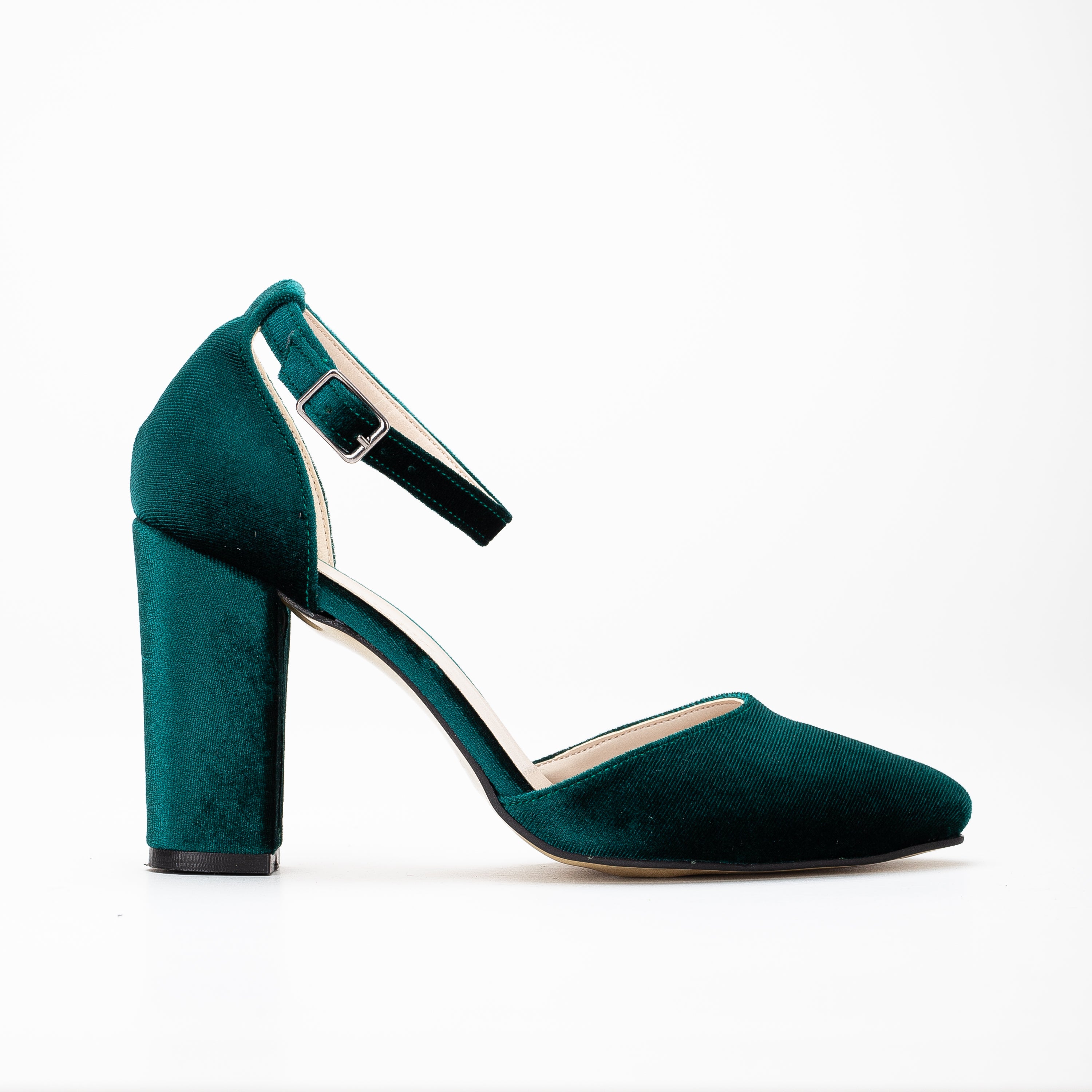 Jolie - Emerald Green Wedding Heels with Ribbon