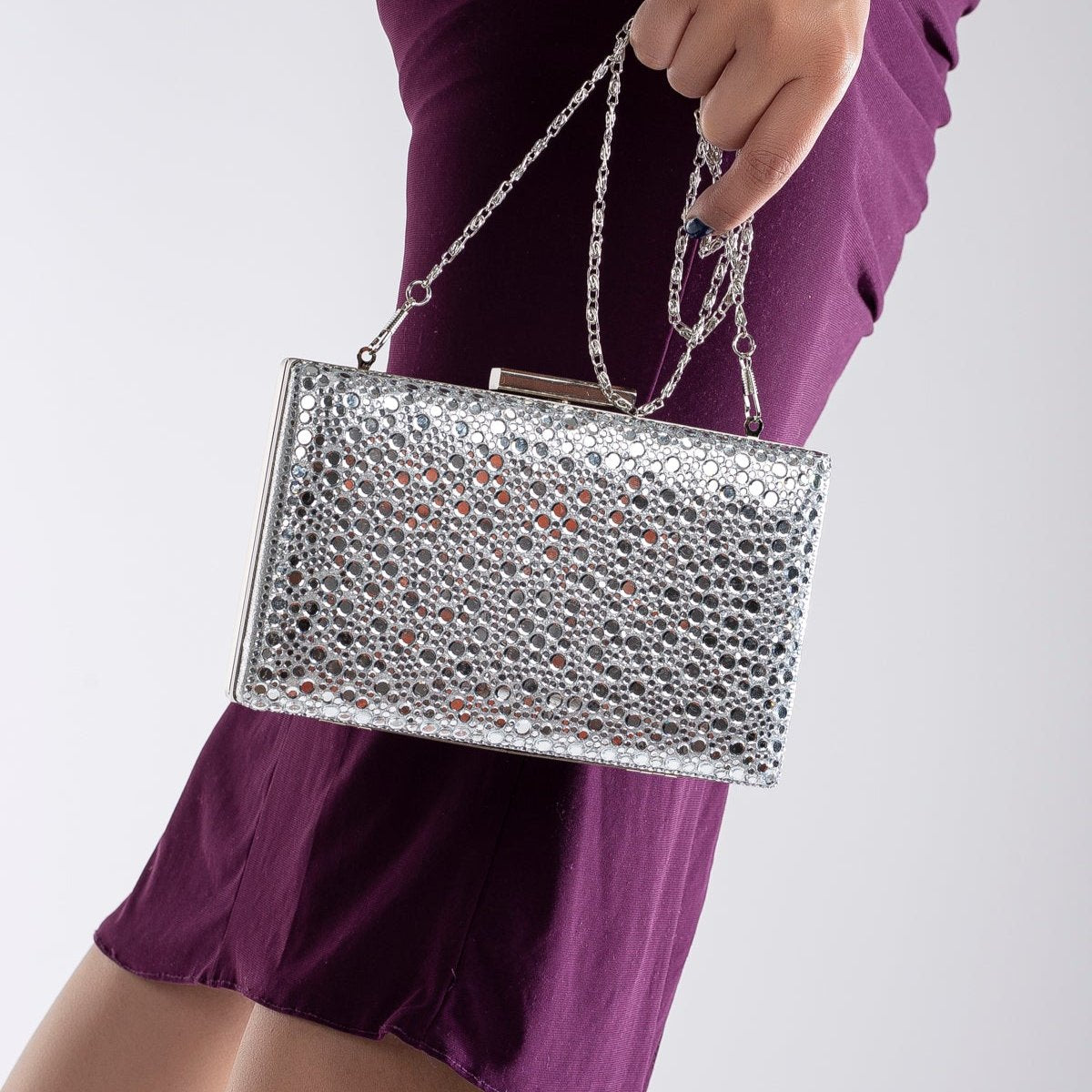 Clara - Silver Sequin Clutch