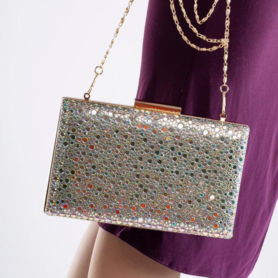 Clara - Sparkling Silver/White Sequin Glitter Clutch