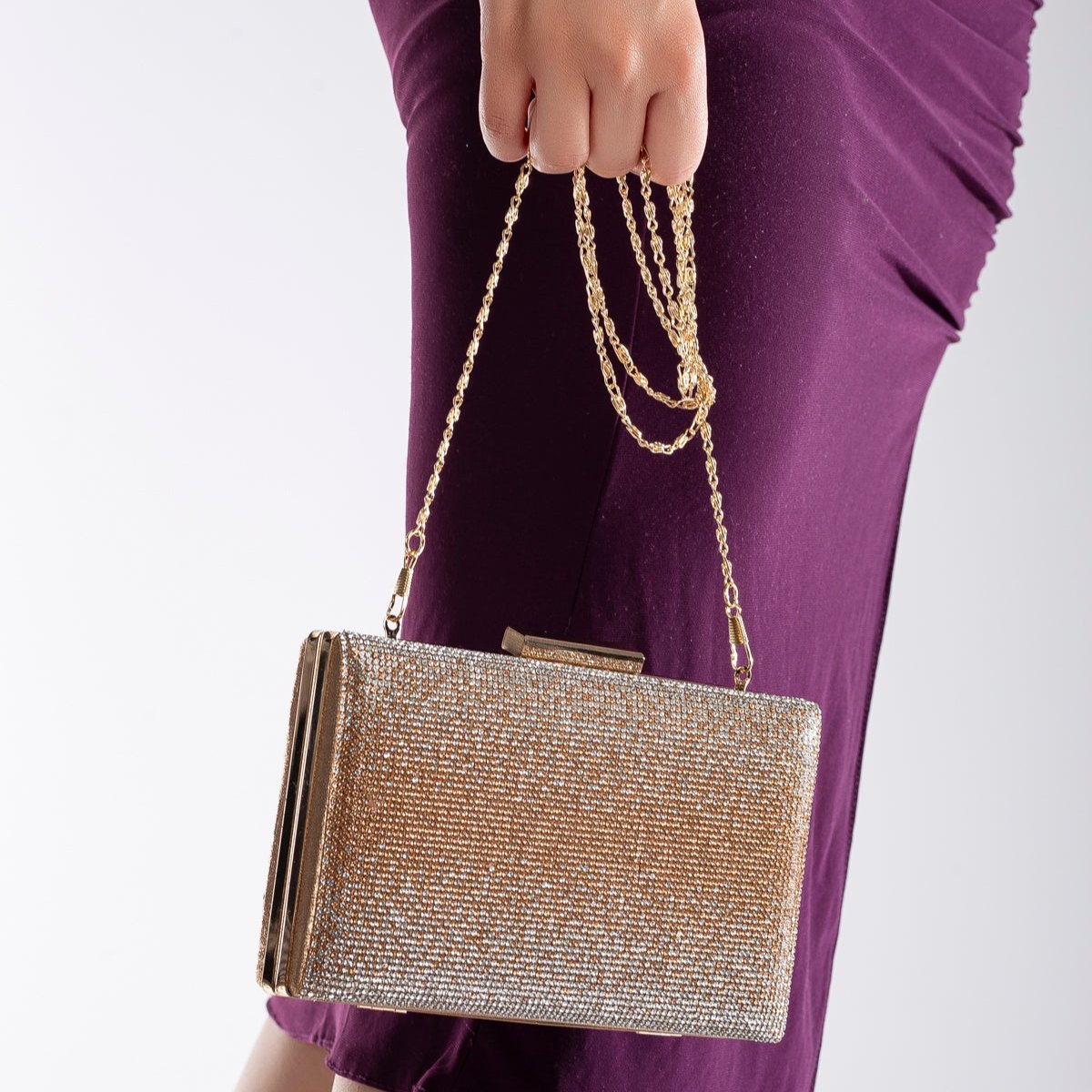 Clara - Rose Gold Glitter Clutch