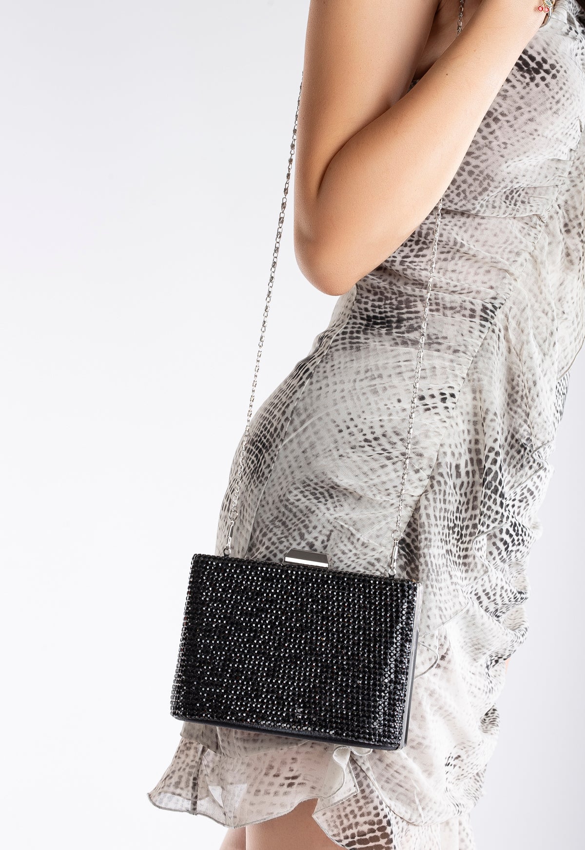 Marla - Black Glitter Evening Clutch