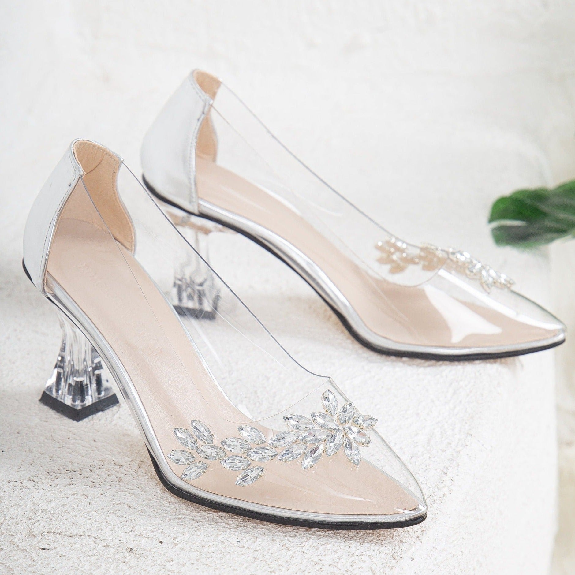 Transparent Wedding Shoes, Wedding Shoes, Silver Heels, Cinderella Shoes, Shoes for Bride