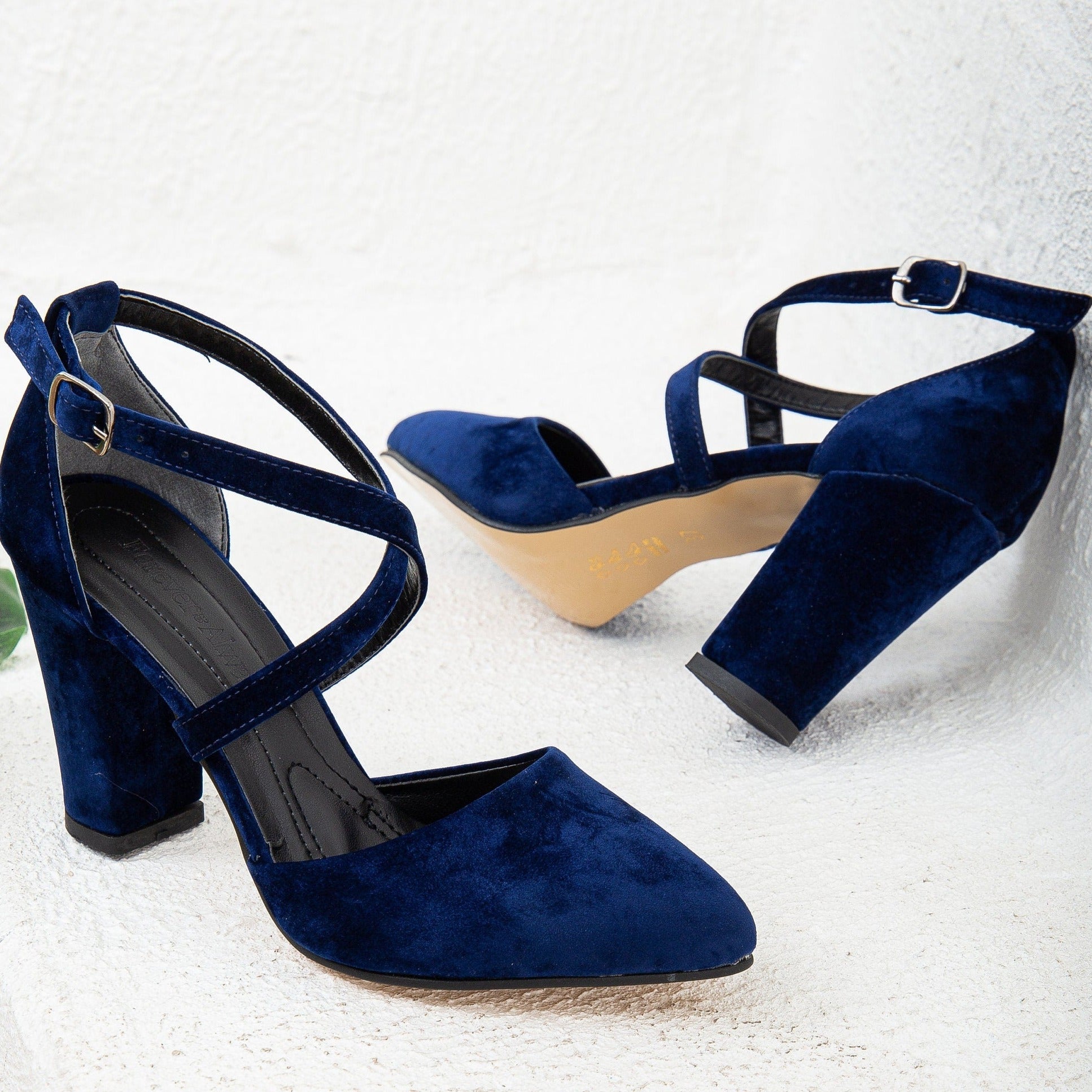 Blue Velvet Heels, Blue Velvet Shoes, Dark Blue Heels, Royal Blue Block Heels, Blue Wedding Heels, Velvet Bridal Heels, Criss Cross Heels