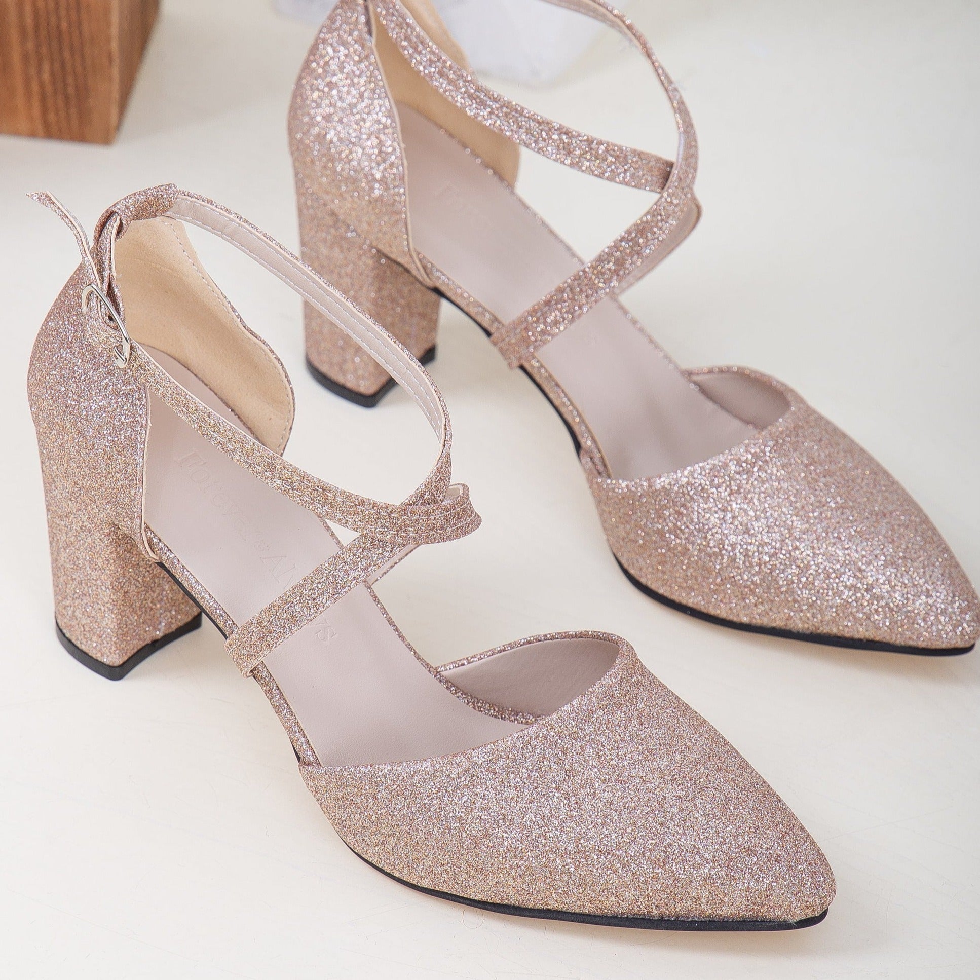 Rose Gold Wedding Shoes, Wedding Heels, Rose Gold Glitter Shoes, Rose Gold Bridal Shoes, Rose Gold Block Heels, Rose Glitter Wedding Heels